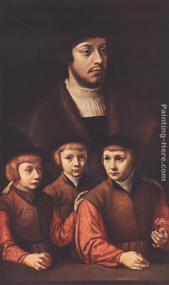 Portrait of a Man with Three Sons painting - Barthel Bruyn Portrait of a Man with Three Sons art painting